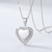 Thumbnail for Crystal Heart Photo Locket Necklace