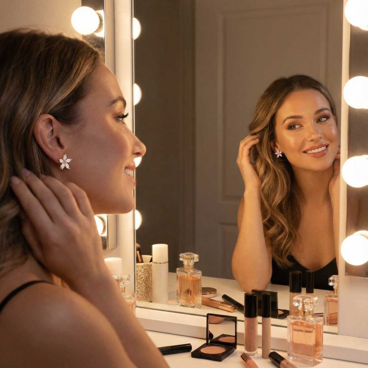 Austrian Crystals Flowers Earrings