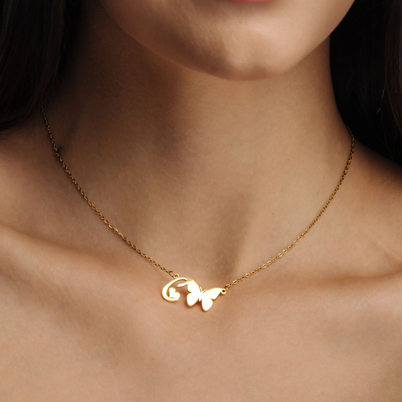 Butterfly Initial Necklace