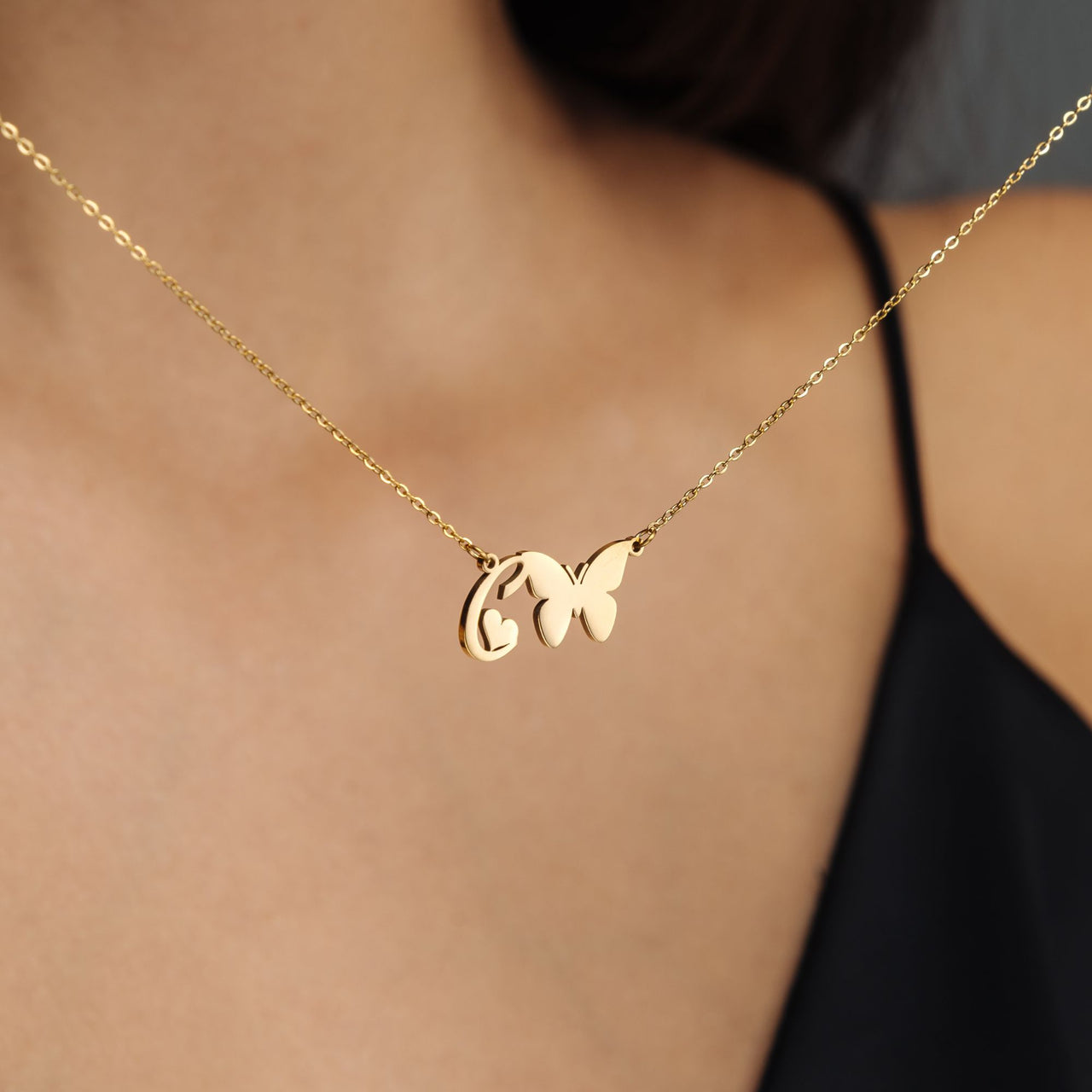 Butterfly Initial Necklace