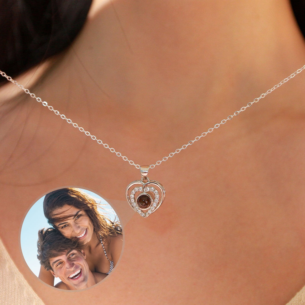 Hearts Photo Necklace