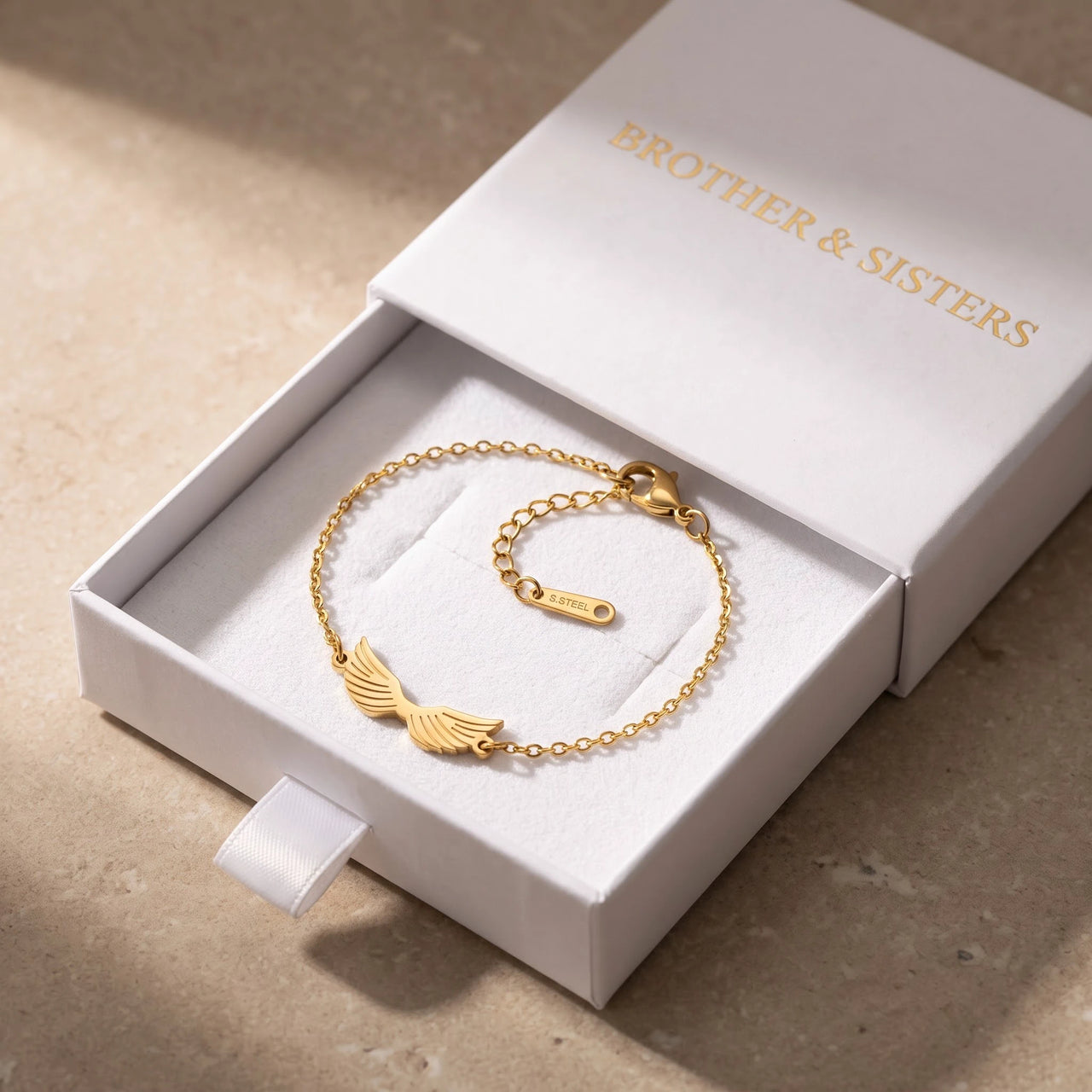 The gold bracelet in the Brother & Sisters gift box | SKU: 42006-gold