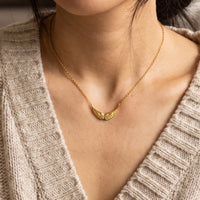 Thumbnail for The gold necklace worn, close-up | SKU: 42001-gold