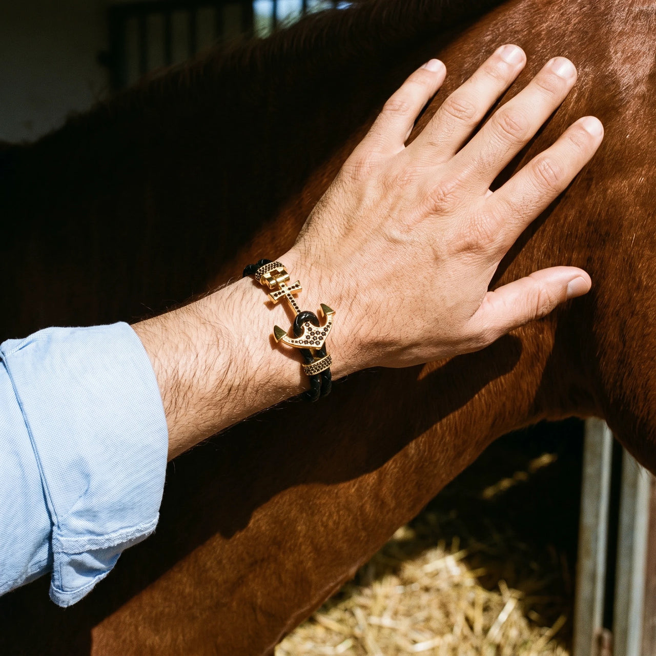 Gold Anchor – hand on a horse | Brother & Sisters | SKU: 3621358-gold-XS-14-15, 3621358-gold-S-16-17, 3621358-gold-M-18-19, 3621358-gold-L-20-21, 3621358-gold-XL-22-23