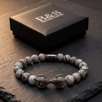 Thumbnail for Black Viking & Grey Stones – in its Brother & Sisters gift box | Brother & Sisters | SKU: 21039839-gun-black-XS-14-15, 21039839-gun-black-S-16-17, 21039839-gun-black-M-18-19, 21039839-gun-black-L-20-21, 21039839-gun-black-XL-22-23