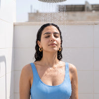 Thumbnail for Gold hoop earrings — worn in the shower, waterproof, gold | SKU: lesbrillantes