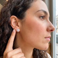 Thumbnail for Silver stud earrings — worn, real size, silver | SKU: 19991927