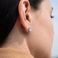 Thumbnail for Cubic zirconia stud earrings — close-up of the details, silver | SKU: 5056659