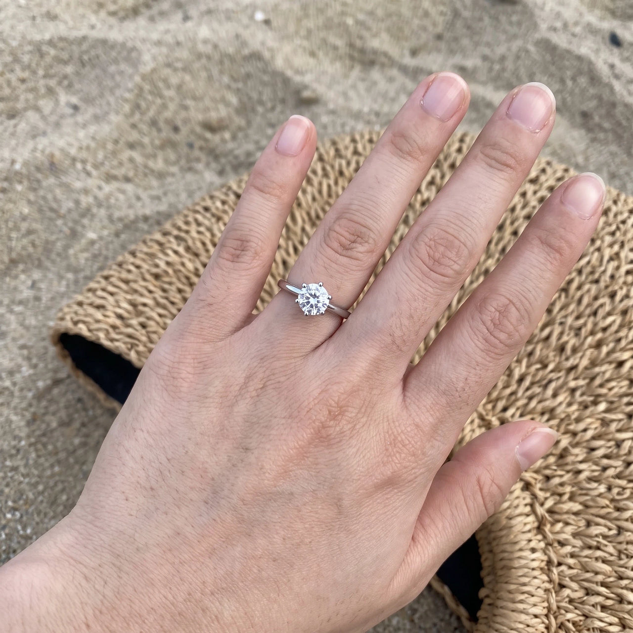 Travel engagement ring — worn, real size, silver | SKU: 33759698-4.5-silver