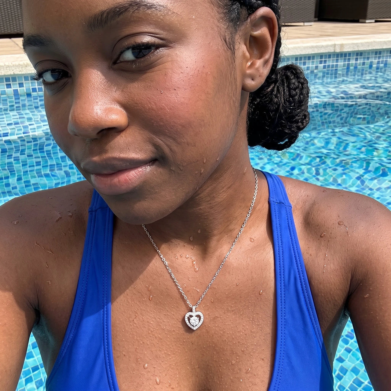 Heart necklace — worn in the water, waterproof, silver | SKU: 505744
