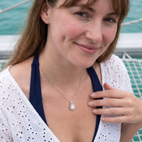 Thumbnail for Cubic zirconia necklace — worn, silver | SKU: 505762