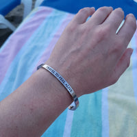 Thumbnail for Travel bracelet — worn, real size, silver | SKU: ttfa-wg