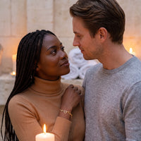 Thumbnail for Woman wearing the gold bracelet with her partner | SKU: 42007-gold