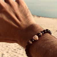 Thumbnail for Rose Gold Lion & Black Stones Bracelet